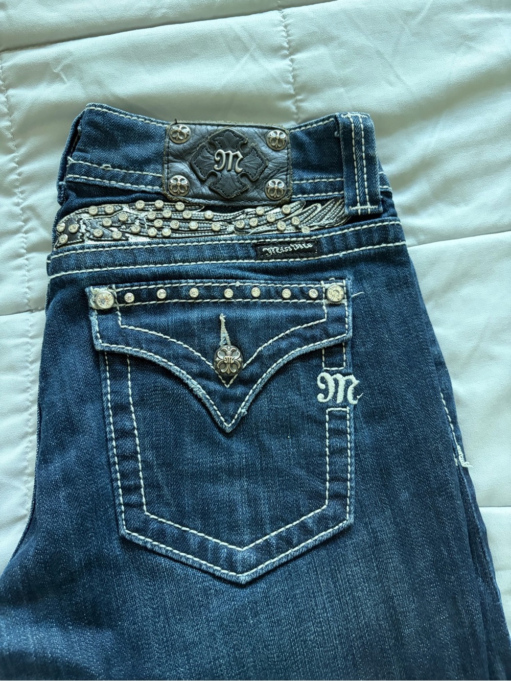 Miss Me Dark Blue Embellished Bootcut Jeans